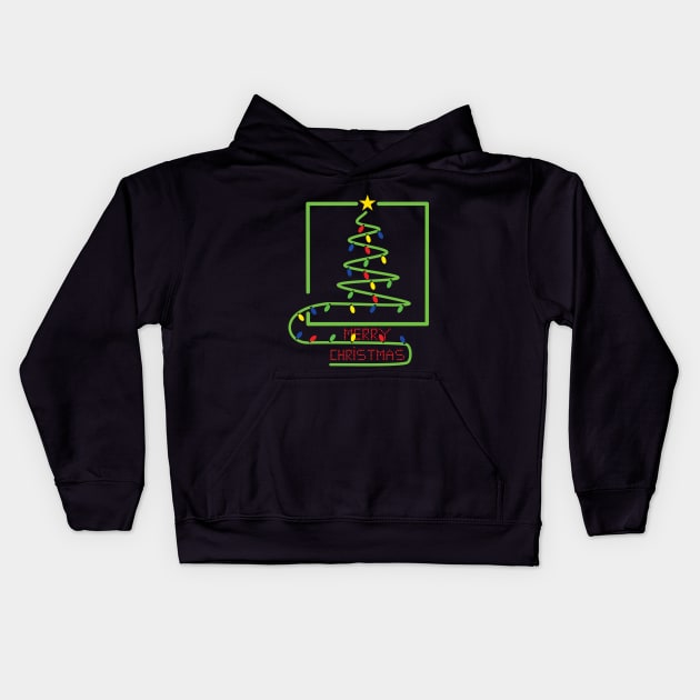 Stylized Christmas tree with light bulbs Kids Hoodie by GiCapgraphics